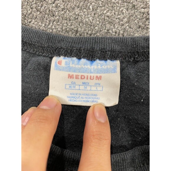 VINTAGE Champion Shirt Black Short Sleeve Crew Tee Streetwear Adult Mens Medium - Picture 9 of 15